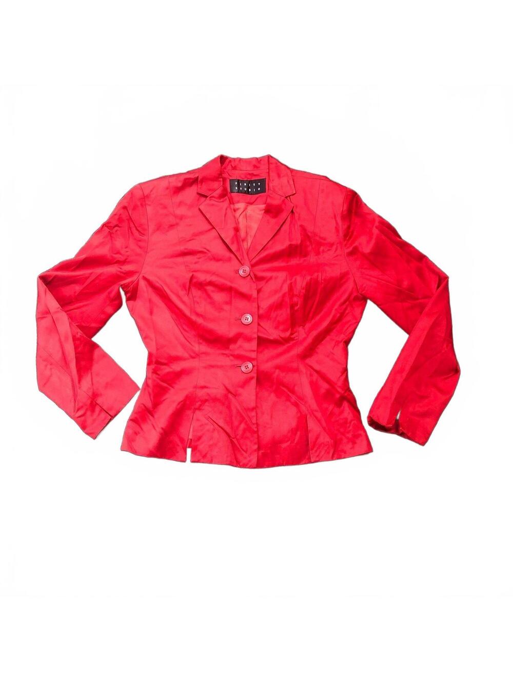Finity Studio Red Silk and Cotton Blend Women's Blazer Jacket Size 6